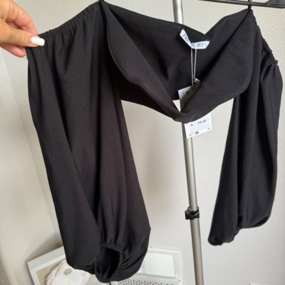 Zara Black Ballon Crop Top - Picture 5 of 5